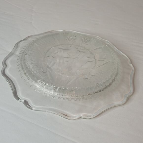 Vintage Jeanette Glass Plate Iris and Herringbone Depression Small Floral Dish - Picture 4 of 4